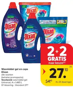 Carrefour Wasmiddel gel en caps Dixan aanbieding