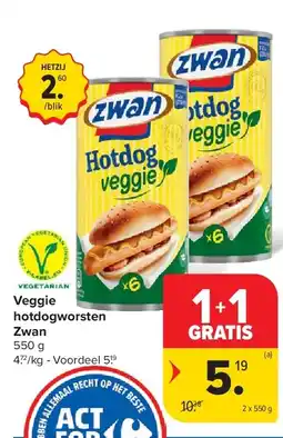 Carrefour Veggie hotdogworsten Zwan aanbieding