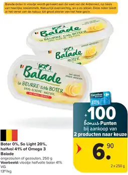 Carrefour Boter 0%, So Light 20%, halfvol 41% of Omega 3 Balade aanbieding