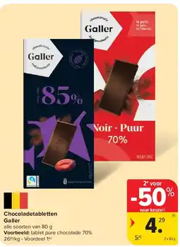 Carrefour Chocoladetabletten Galler aanbieding