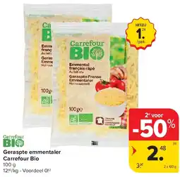 Carrefour Geraspte emmentaler Carrefour Bio aanbieding