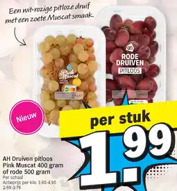 Albert Heijn AH Druiven pitloos Pink Muscat 400 gram of rode 500 gram aanbieding