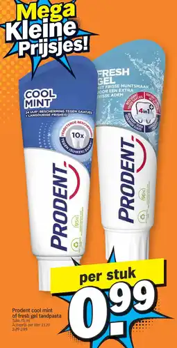 Albert Heijn Prodent cool mint of fresh gel tandpasta aanbieding