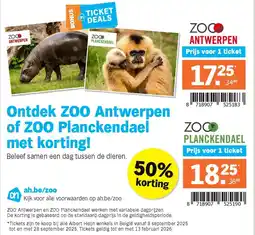 Albert Heijn Ontdek ZOO Antwerpen of ZOO Planckendael met korting! aanbieding