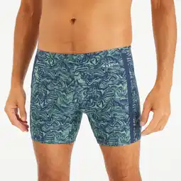 Decathlon Lange zwemboxer voor heren 100 Yoko Wave blauw/kaki aanbieding