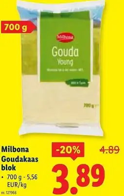 Lidl Milbona Goudakaas blok aanbieding