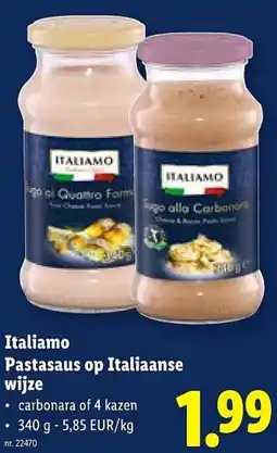 Lidl Italiamo Pastasaus op Italiaanse wijze aanbieding