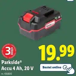 Lidl Parkside Accu 4 Ah, 20 V aanbieding