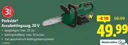Lidl Parkside Accukettingzaag, 20 V aanbieding
