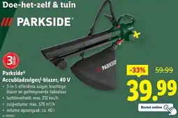Lidl Parkside Accubladzuiger/-blazer, 40 V aanbieding