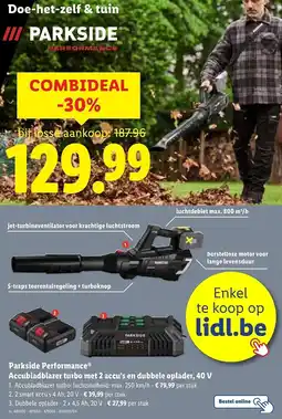 Lidl Parkside Performance Accubladblazer turbo met 2 accu's en dubbele oplader, 40 V aanbieding