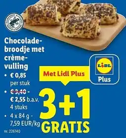 Lidl Chocoladebroodje met crème-vulling aanbieding