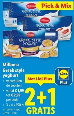 Lidl Milbona Greek style yoghurt aanbieding