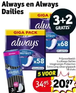 Kruidvat Always en Always Dailies aanbieding