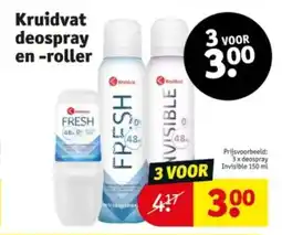 Kruidvat Kruidvat deospray en -roller aanbieding