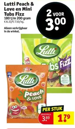 Kruidvat Lutti Peach & Love en Mini Tubs Fizz aanbieding