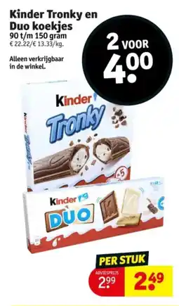 Kruidvat Kinder Tronky en Duo koekjes aanbieding