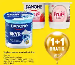 Delhaize Yoghurt natuur, met fruit of skyr aanbieding