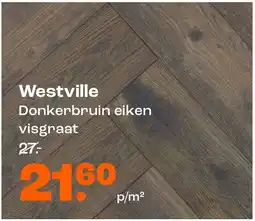 Kwantum Westville Donkerbruin eiken visgraat aanbieding