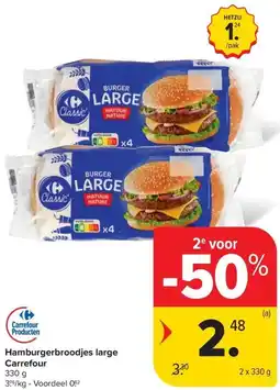 Carrefour Market Hamburgerbroodjes large Carrefour aanbieding