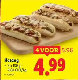 Lidl Hotdog • 4 x 130 g - 9,60 EUR/kg aanbieding
