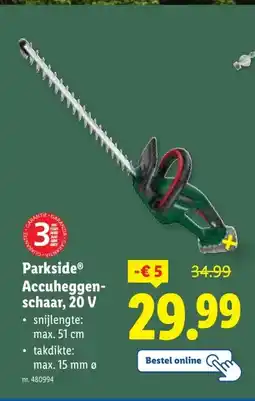Lidl ParksideⓇ Accuheggen- schaar, 20 V aanbieding