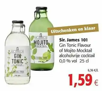 Colruyt Sir. james 101 gin tonic flavour of mojito mocktail alcoholvrije cocktail aanbieding