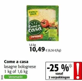 Colruyt Come a casa lasagne bolognese aanbieding