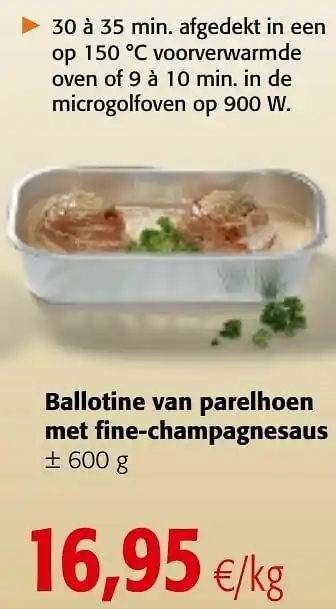 Ballotine van parelhoen met fine-champagnesaus