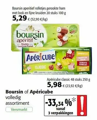Colruyt Boursin aperitief rolletjes gerookte ham met look en fijne kruiden aanbieding