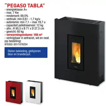 Pegaso pelletkachels tabla