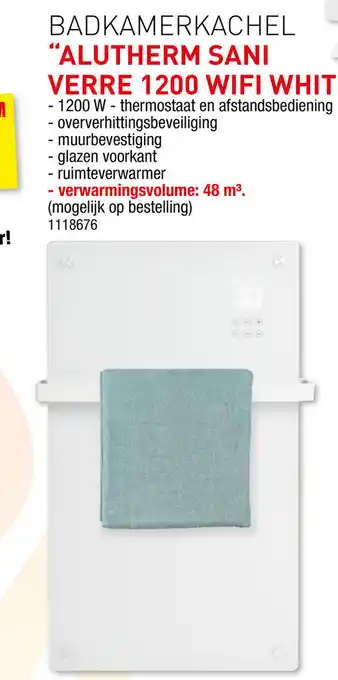 Hubo Badkamerkachel Alutherm sani verre 1200 wifi white aanbieding