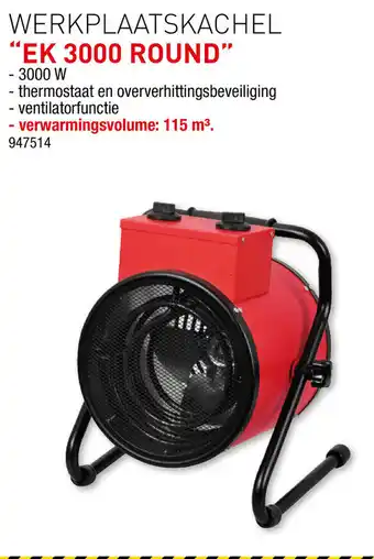 Hubo Eurom WERKPLAATSKACHEL EK 3000 round aanbieding