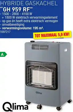 Hubo Qlima hybride gaskachel GH 959 RF aanbieding