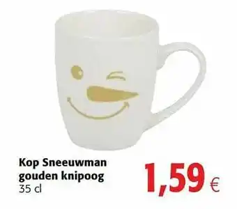 Kop sneeuwman gouden knipoog