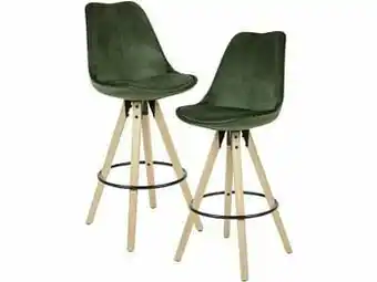 Wohnling Barkruk, set van 2 (fluweel, groen)