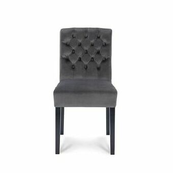 Leen Bakker Eetkamerstoel Rosetti - velvet - grijs (2 stuks) - Leen Bakker aanbieding