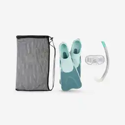Decathlon Snorkelset voor kinderen vinnen duikbril snorkel SNK 500 blauw grijs pastelgroen aanbieding