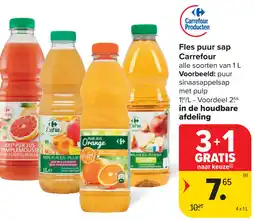 Carrefour Fles puur sap Carrefour aanbieding