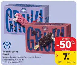Carrefour Roomijssticks Gruvi aanbieding