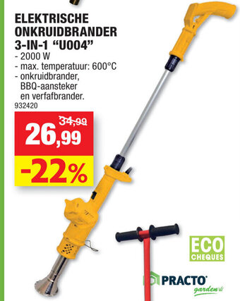 Hubo Elektrische Onkruidbrander 3-in-1 U004 aanbieding