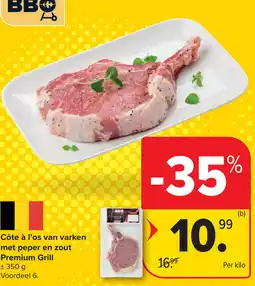Carrefour Côte à l'os van varken met peper en zout Premium Grill aanbieding