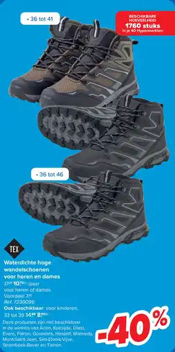 Carrefour Waterdichte hoge wandelschoenen voor heren en dames aanbieding