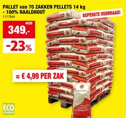 Hubo Pallet van 70 Zakken Pellets 100% Naaldhout aanbieding