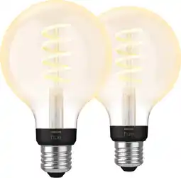 Coolblue Philips Hue Filamentlamp White Ambiance Globe E27 2-pack aanbieding