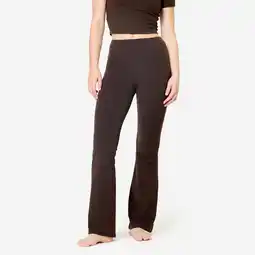 Decathlon Rekbare en zachte flared broek voor yoga en Pilates Breathe bruin aanbieding