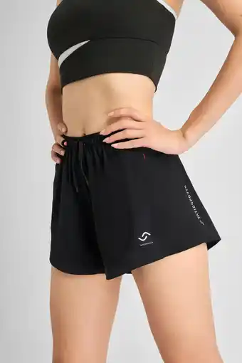 Decathlon 2-in-1 Sportshort Dames met Telefoonzakje & Binnenbroek Zwart aanbieding