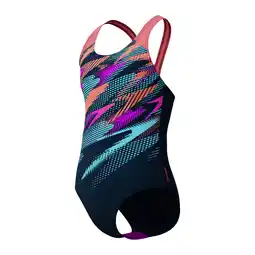 Decathlon Speedo Meisjes Badpak Digi Placement Splashback Navy/Blauw aanbieding