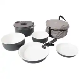 Decathlon Keramische kookset 7-delig aluminium campingservies antiaanbakpan aanbieding