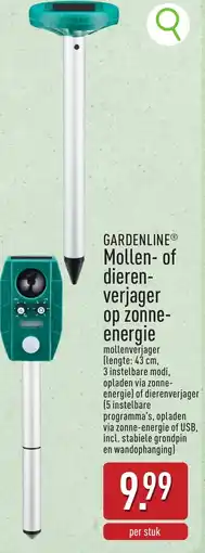 ALDI Gardenline mollen of dieren verjager op zonne energie aanbieding
